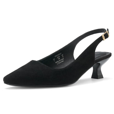 ALICEPUB Black Kitten Heels Slingback Heels for Women - AGB LuxeDrop