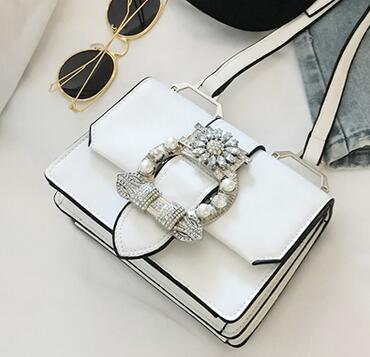 Elegant Women's Designer Diamond Lock Handbags in PU Leather - AGB LuxeDrop