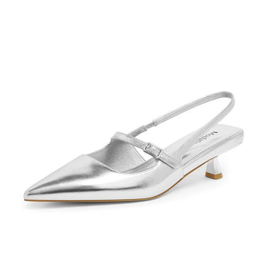 Modatope Slingback Kitten Heels for Women Pointed Toe Silver Heels Closed Toe Stiletto Low Heels Women Pumps Dress Shoes Size 6.5 - AGB LuxeDrop