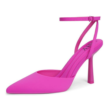 QIY Hot Pink Heels for Women Closed Toe Rose Red Kitten Heels Heeled Sandals Slingback Ankle Strap High Heels Pumps Strappy Heels Pointed Toe Bridal Wedding Shoes Size 8.5 - AGB LuxeDrop