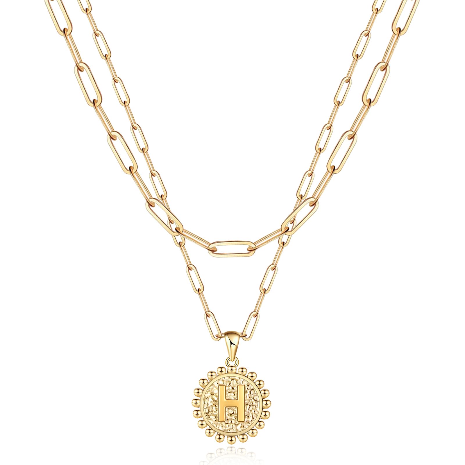 Weiyanfnr Gold Initial Necklaces for Women Gold Chain Necklace Layered Paperclip Chain Necklaces for Women Jewelry Gifts (T) - AGB LuxeDrop