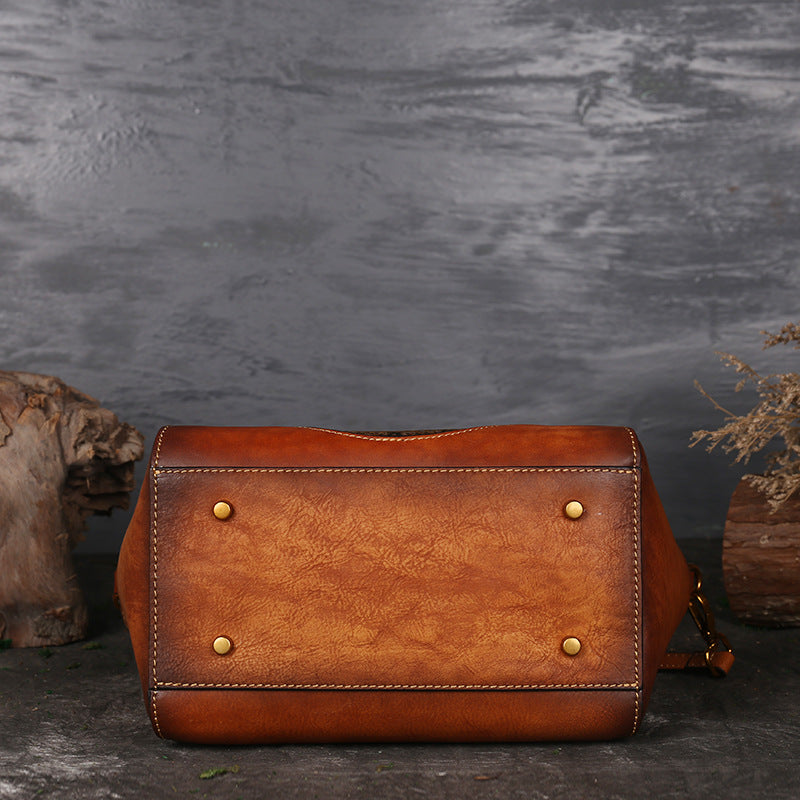Embossed Genuine Leather Tote Bag for Women
