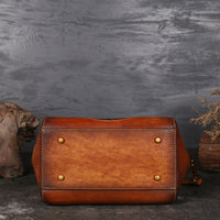 Embossed Genuine Leather Tote Bag for Women