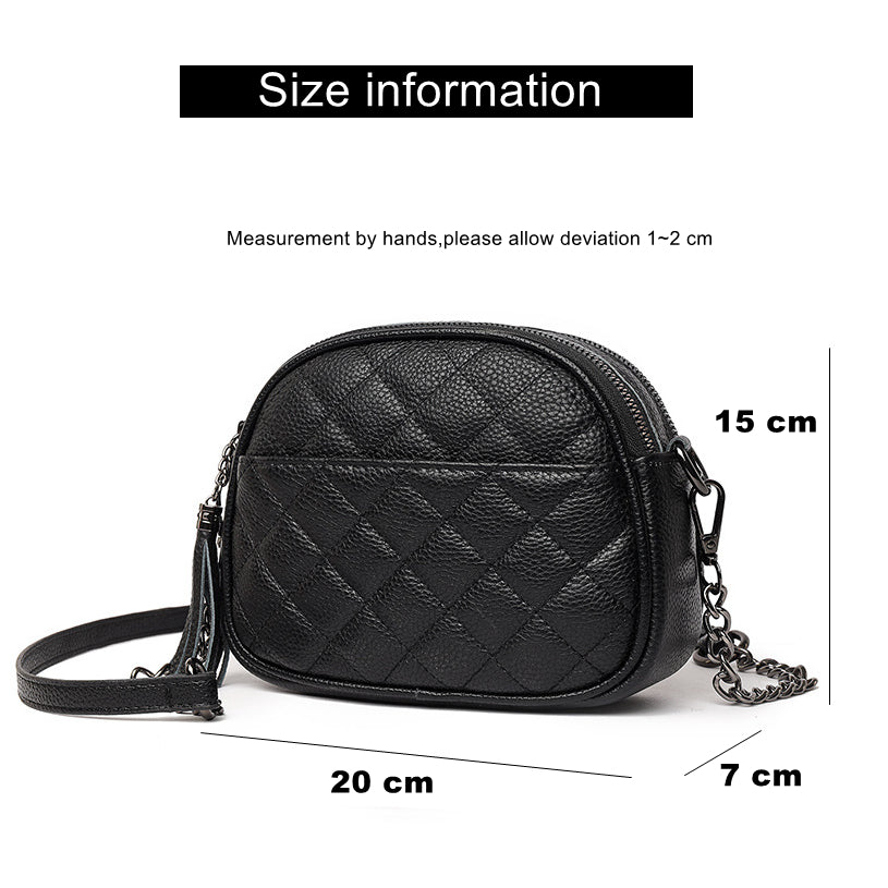 Genuine Leather Oval Shoulder Bag for Women