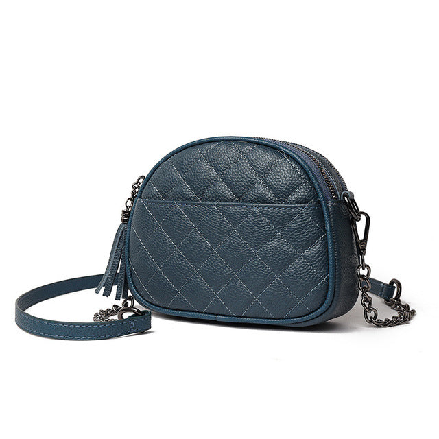 Genuine Leather Oval Shoulder Bag for Women