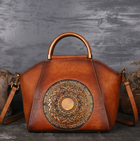 Embossed Genuine Leather Tote Bag for Women