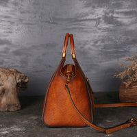 Embossed Genuine Leather Tote Bag for Women