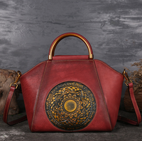 Embossed Genuine Leather Tote Bag for Women