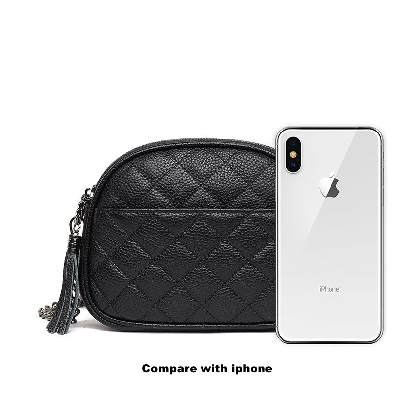 Genuine Leather Oval Shoulder Bag for Women