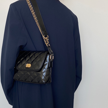 Diagonal PU Leather Shoulder Bag