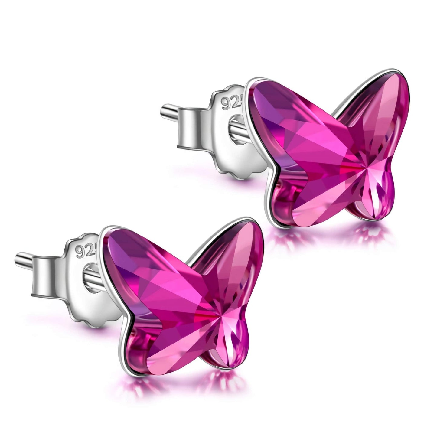 ANGEL NINA Butterfly Earrings for Women Sterling Silver Stud Crystal Hypoallergenic Women Jewelry Birthday Gifts Purple - AGB LuxeDrop