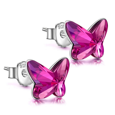 ANGEL NINA Butterfly Earrings for Women Sterling Silver Stud Crystal Hypoallergenic Women Jewelry Birthday Gifts Purple - AGB LuxeDrop