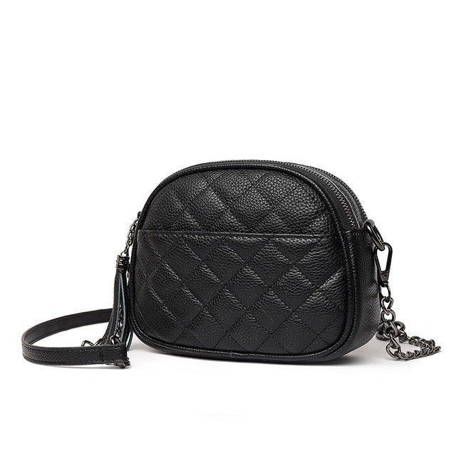 Genuine Leather Oval Shoulder Bag for Women