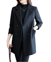 Black Double Breasted Women's Suit Jacket for Fall/Winter - AGB LuxeDrop