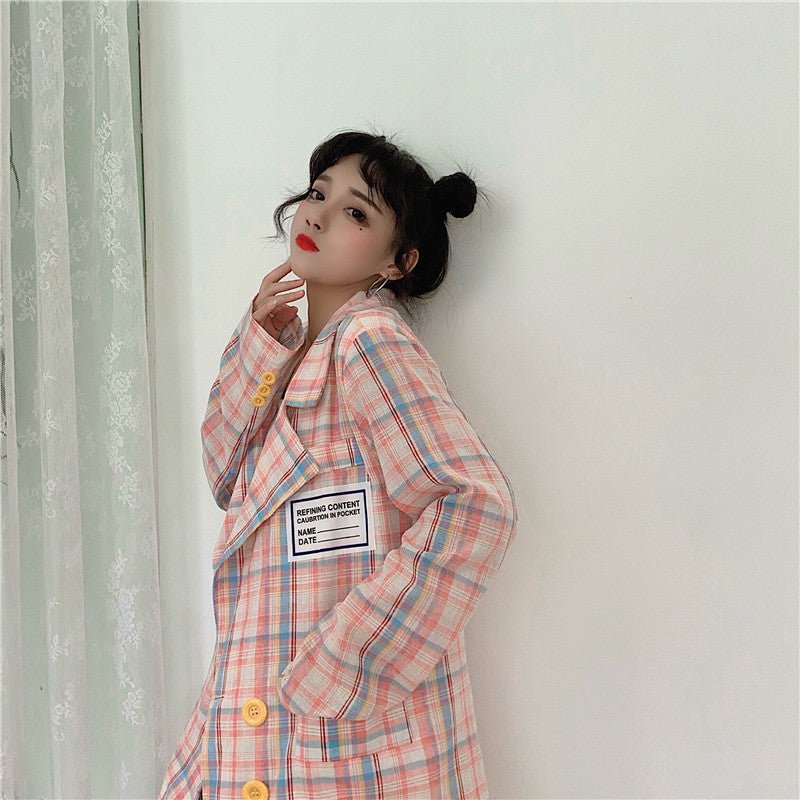 Checkered Women's Suit Set with High-Waisted Shorts - AGB LuxeDrop