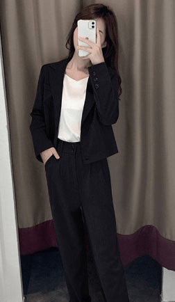 Chic Korean Style Women's Suit Set for Fall - AGB LuxeDrop