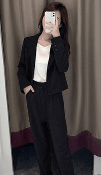 Chic Korean Style Women's Suit Set for Fall - AGB LuxeDrop