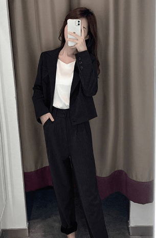 Chic Korean Style Women's Suit Set for Fall - AGB LuxeDrop