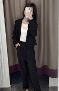 Chic Korean Style Women's Suit Set for Fall - AGB LuxeDrop