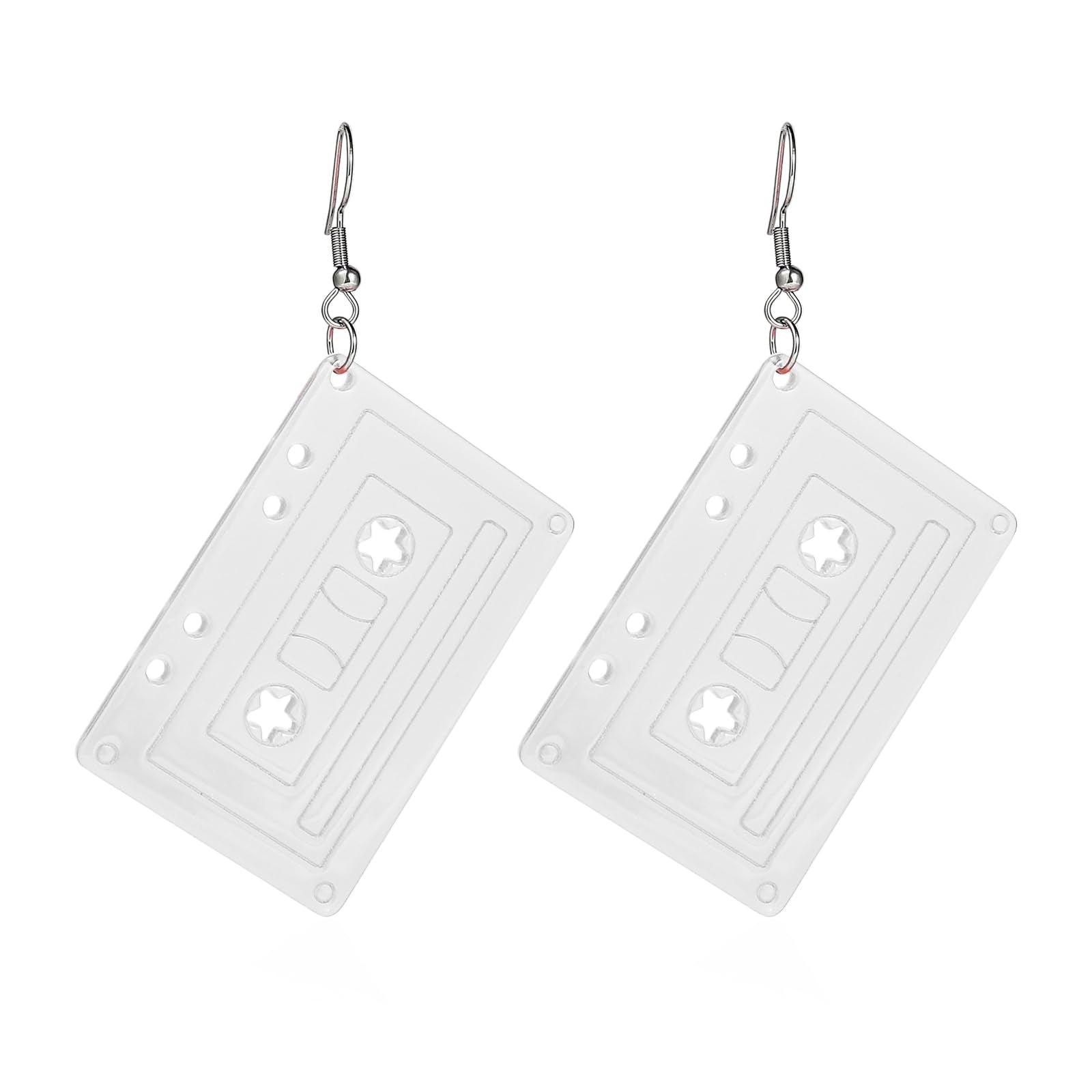 Colorful 70S 80S Cassette Tape Resin Acrylic Dangle Earrings for Women Jewelry (KKK) - AGB LuxeDrop