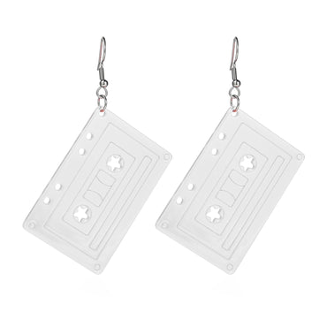 Colorful 70S 80S Cassette Tape Resin Acrylic Dangle Earrings for Women Jewelry (KKK) - AGB LuxeDrop