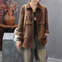 Corduroy Blouses for Women - Autumn Long Sleeve Tops - AGB LuxeDrop
