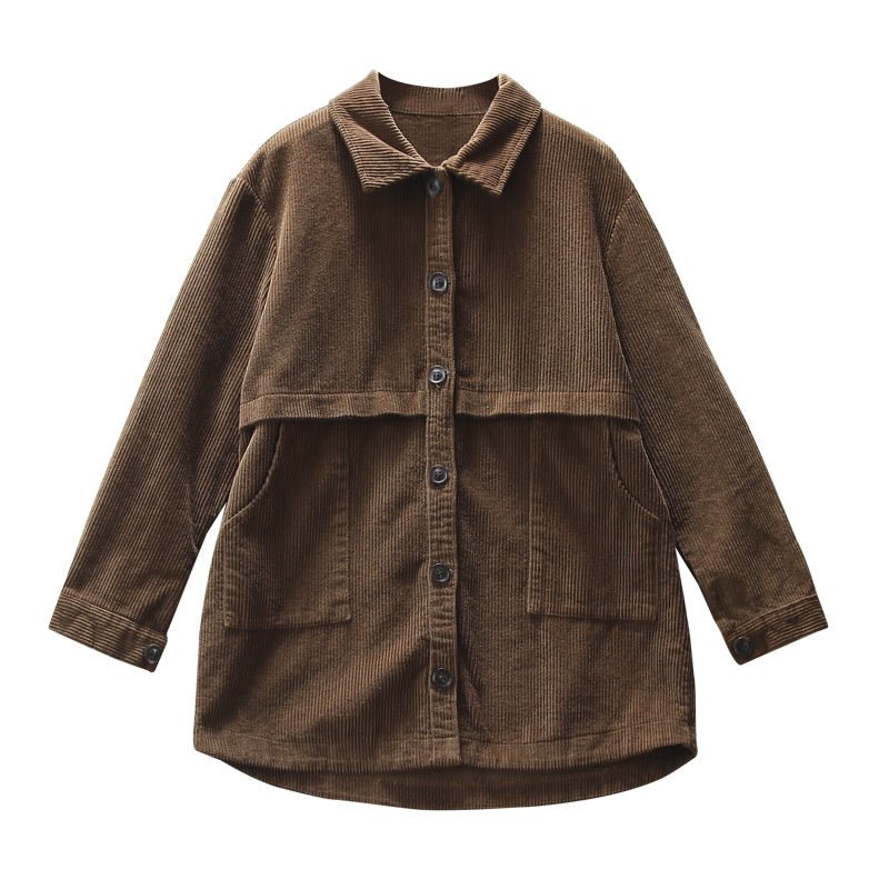 Corduroy Blouses for Women - Autumn Long Sleeve Tops - AGB LuxeDrop