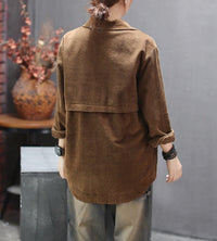 Corduroy Blouses for Women - Autumn Long Sleeve Tops - AGB LuxeDrop