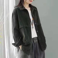 Corduroy Blouses for Women - Autumn Long Sleeve Tops - AGB LuxeDrop