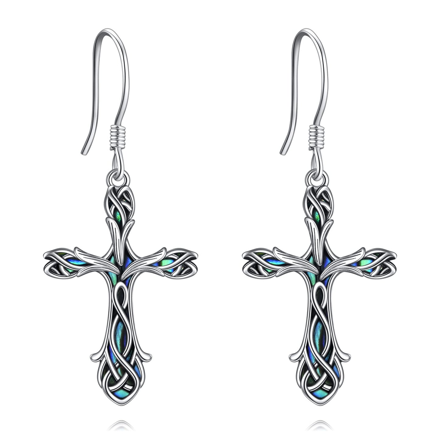 Cross Earring 925 Sterling Silver Celtic Knot Tulip Cross Dangle Drop Earrings Gifts for Women Jewelry - AGB LuxeDrop