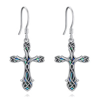 Cross Earring 925 Sterling Silver Celtic Knot Tulip Cross Dangle Drop Earrings Gifts for Women Jewelry - AGB LuxeDrop
