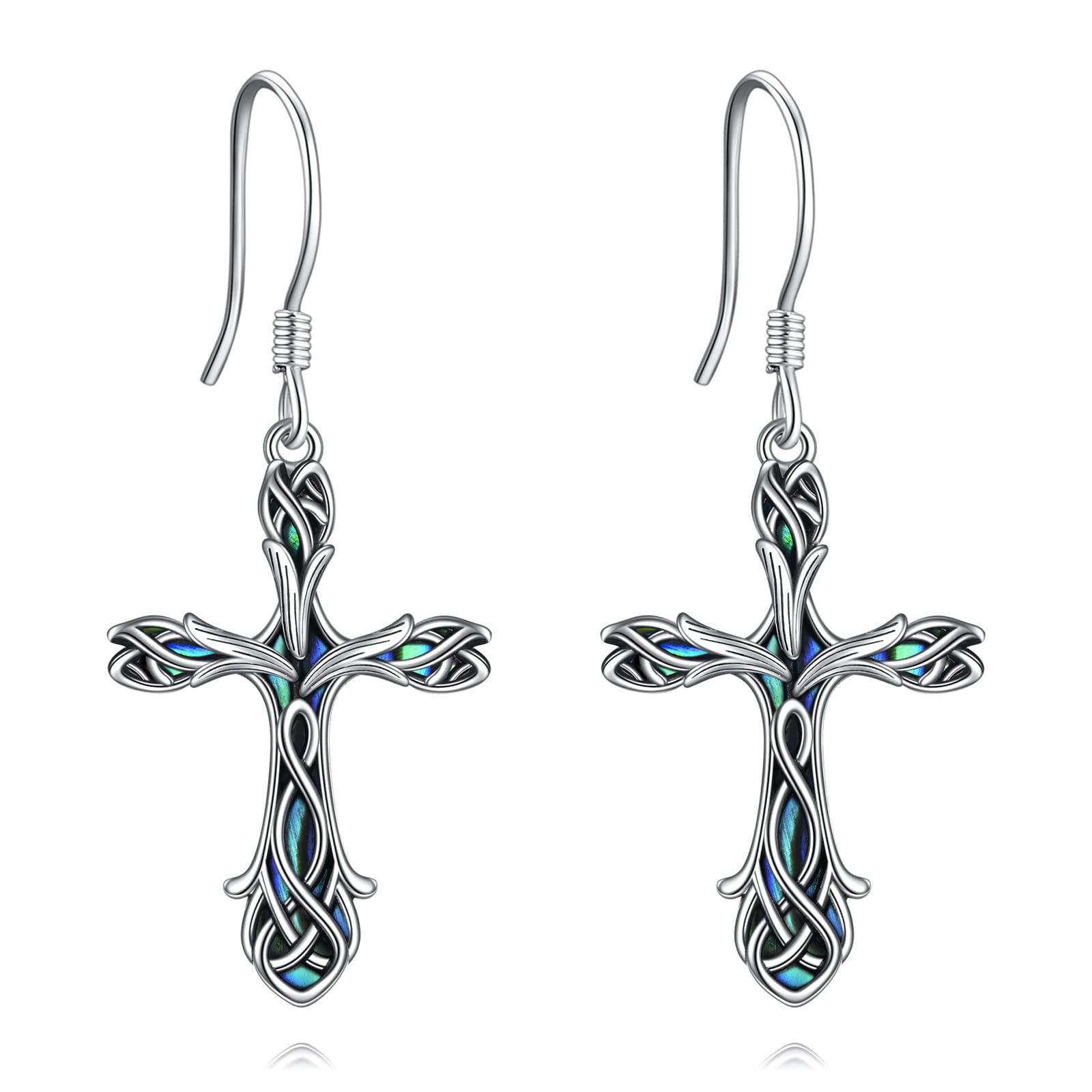 Cross Earring 925 Sterling Silver Celtic Knot Tulip Cross Dangle Drop Earrings Gifts for Women Jewelry - AGB LuxeDrop