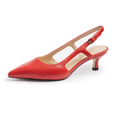 Cusolemore Slingback Kitten Red Heels for Women - AGB LuxeDrop