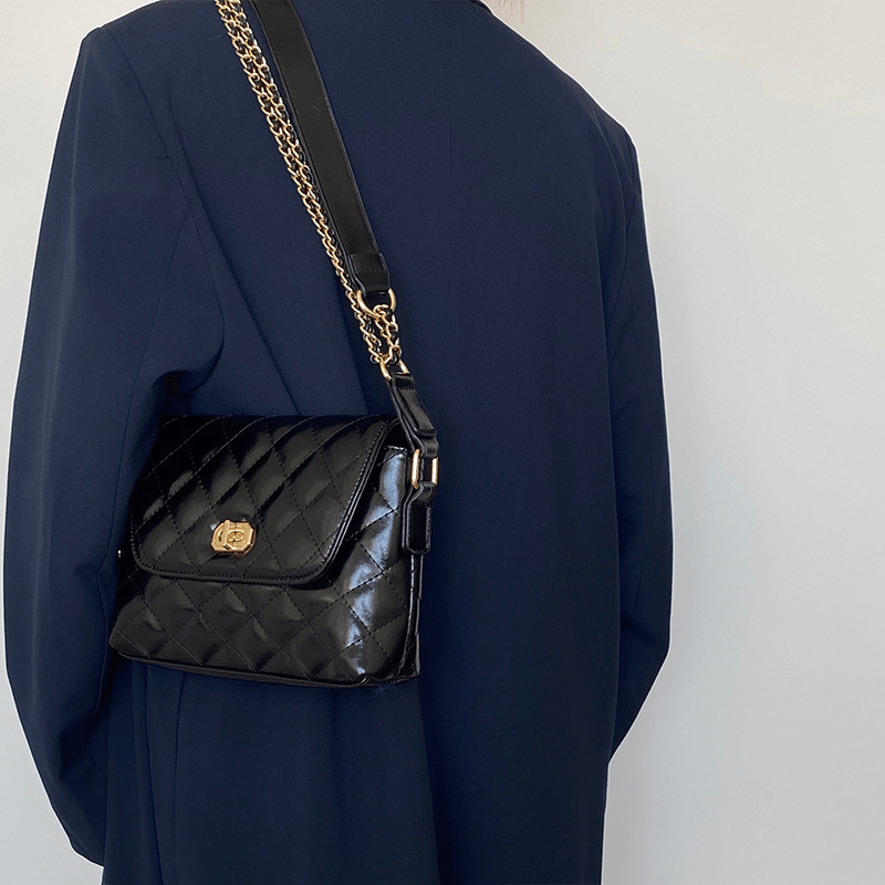 Diagonal PU Leather Shoulder Bag - AGB LuxeDrop