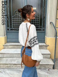 Elegant Loose Blouses - Bohimian 2024 Long Sleeve Tops - AGB LuxeDrop