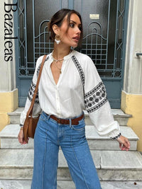 Elegant Loose Blouses - Bohimian 2024 Long Sleeve Tops - AGB LuxeDrop