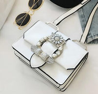 Elegant Women's Designer Diamond Lock Handbags in PU Leather - AGB LuxeDrop