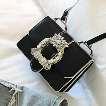Elegant Women's Designer Diamond Lock Handbags in PU Leather - AGB LuxeDrop