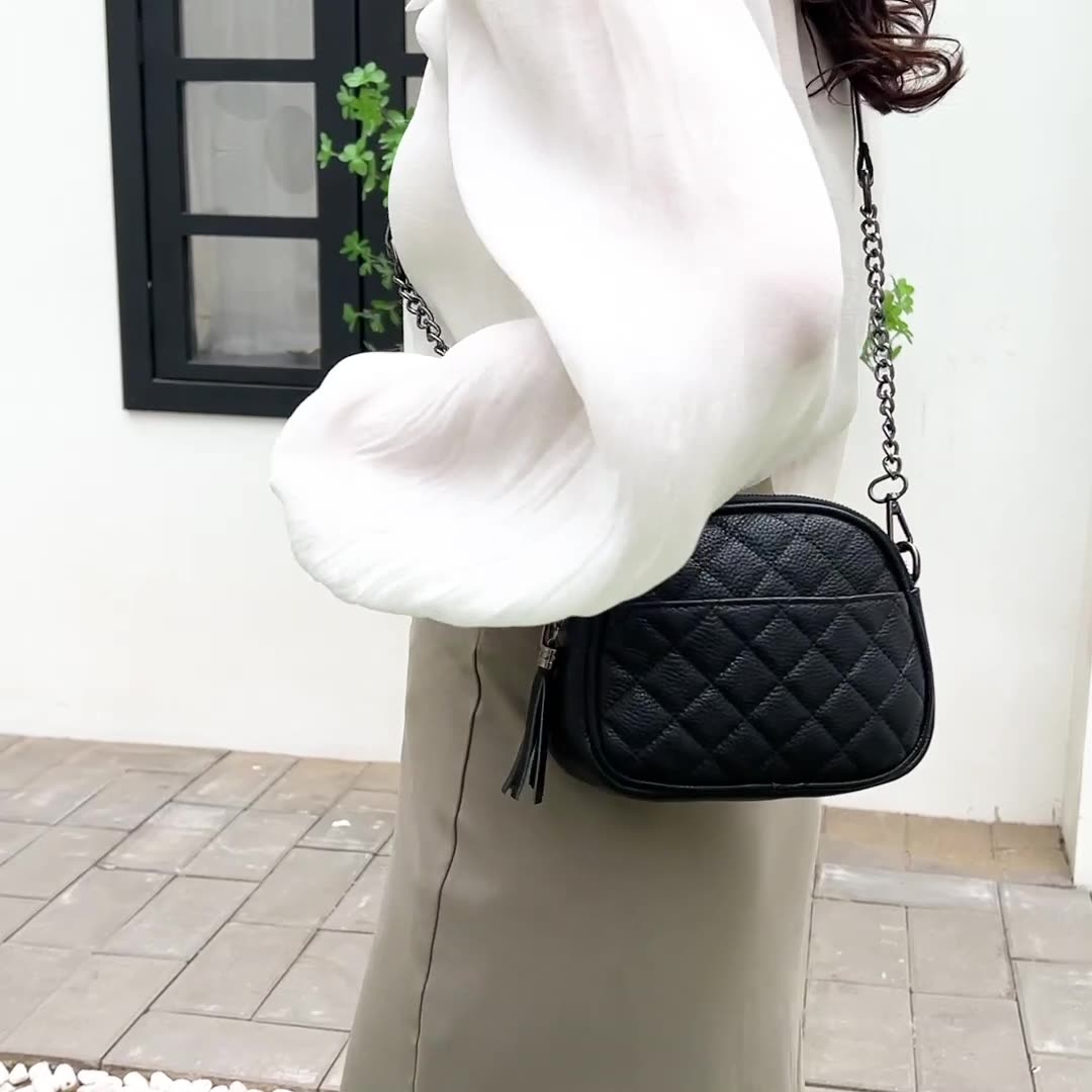 Genuine Leather Oval Shoulder Bag for Women