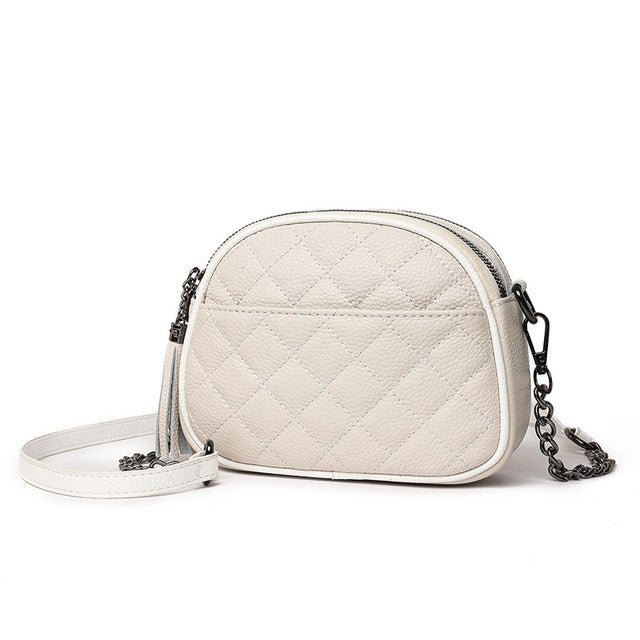 Genuine Leather Oval Shoulder Bag for Women - AGB LuxeDrop