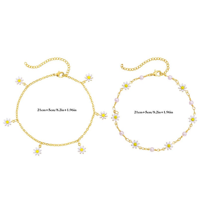 Handmade Bohemian Daisy Anklets for Women Jewelry - AGB LuxeDrop