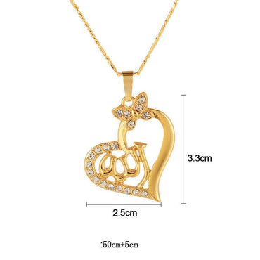 Islamic Allah Pendant Heart Necklace for Women Jewelry - AGB LuxeDrop