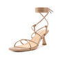 ISNOM Nude Strappy Heels for Women Stiletto Heels Lace Up Heels for Women Nude Kitten Heels Open Toe Heel for Women Dressy Sandals Tie Up Wedding Heels Wrap Around Heel Summer Heeled Comfortable - AGB LuxeDrop