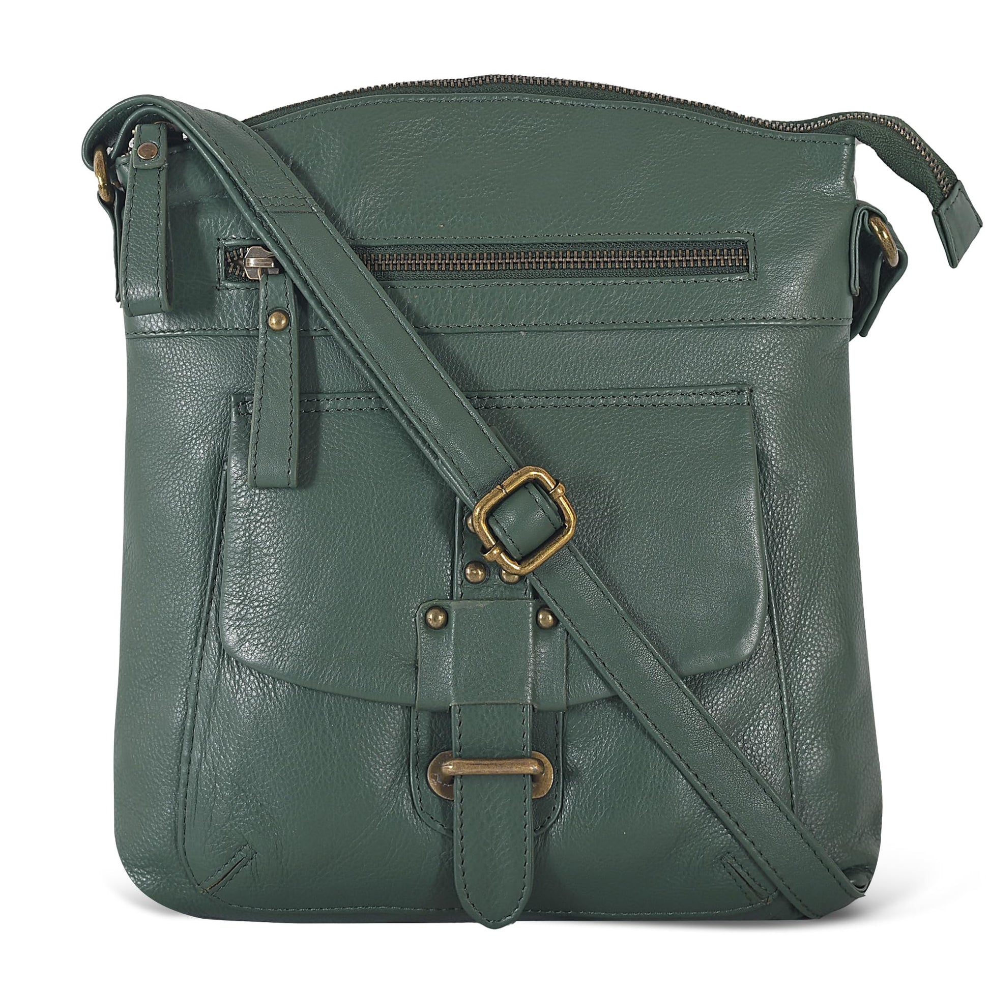Leather Crossbody Bags for Women - Trendy Leather Crossbody Purses For Women - Medium Size Womens Handbag - Ladies Sling Bag (Olive Wash) - AGB LuxeDrop