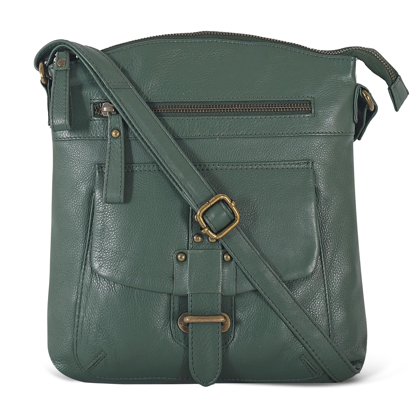 Leather Crossbody Bags for Women - Trendy Leather Crossbody Purses For Women - Medium Size Womens Handbag - Ladies Sling Bag (Olive Wash) - AGB LuxeDrop