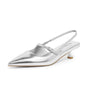 Modatope Slingback Kitten Heels for Women Pointed Toe Silver Heels Closed Toe Stiletto Low Heels Women Pumps Dress Shoes Size 6.5 - AGB LuxeDrop
