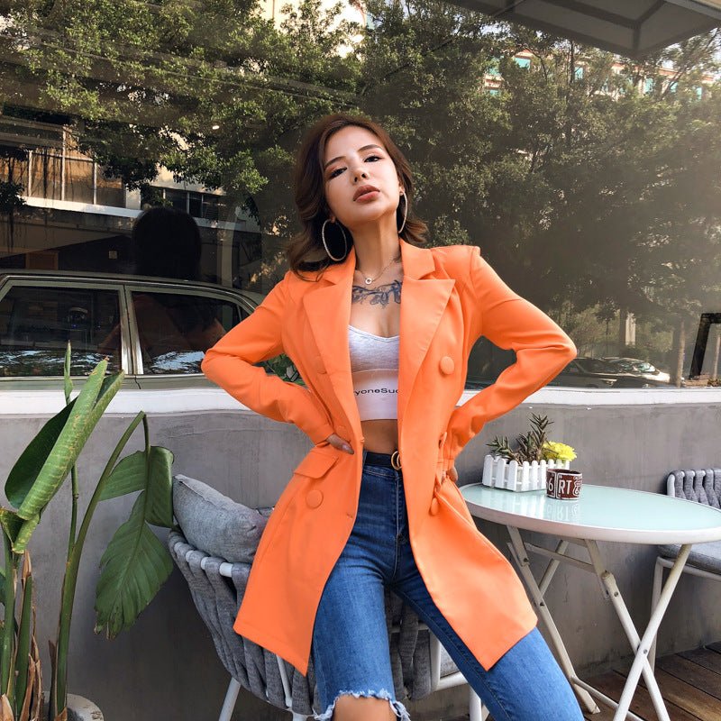 New Solid Color Double-Breasted Women's Suit Jacket - AGB LuxeDrop