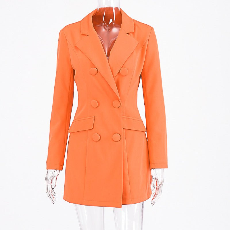 New Solid Color Double-Breasted Women's Suit Jacket - AGB LuxeDrop