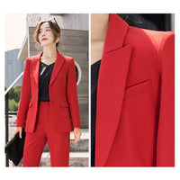 Red Women's Suit Set - Fashionable Work Attire - AGB LuxeDrop