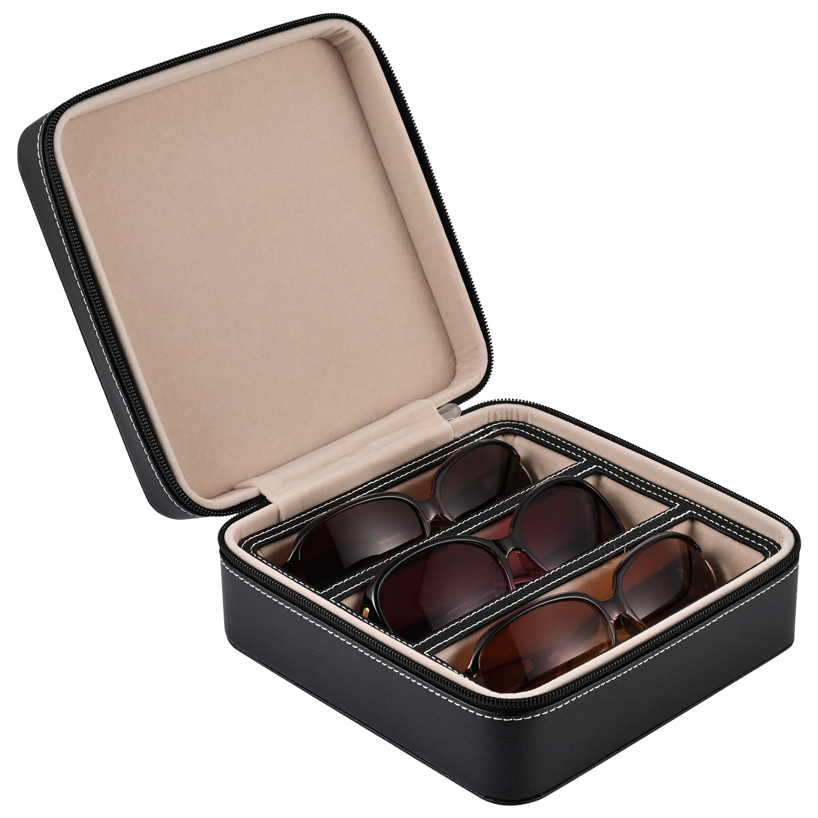 ROSELLE Eyewear Travel Case for women Luxury leather 3-Slot Eyeglasses - AGB LuxeDrop